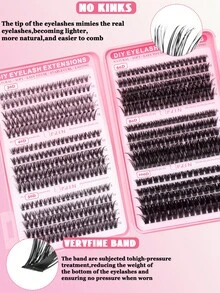 600pcs False Eyelashes Set - Eyelash Extension Kit, 8-16mm Mixed Individual False Eyelashes, Includes Eyelash Glue, Sealer, Tweezers, Brush For DIY Eyelash Extension At Home - Black - View 2