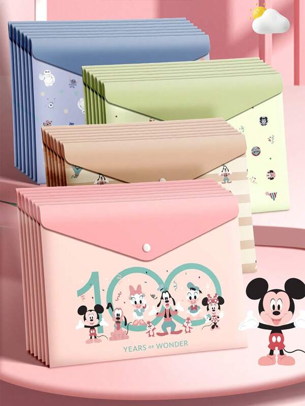 Disney 5PCS Disney A4 Cartoon Transparent File Bag Student Supplies Storage Bag Office Materials File Bag Can Hold 150 Sheets Of A4 Paper,For School Supplies,Back To School