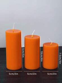 5cm*17.5cm Beige Gear Cylinder Candle, Aroma Decorative Candle For Ambiance, Wedding, Party, Ramadan, Daily Life, Christmas Home Decor, Suitable As Birthday Gift For Women/Men, Premium Niche Gift - Orange - View 7