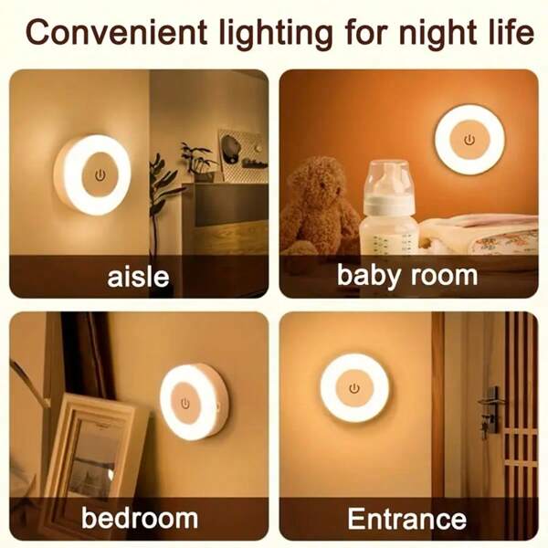 3-Mode USB Rechargeable LED Touch Sensor Night Light - Magnetic Base, Portable, Dimmable, Energy Saving, Stick-On Wall Light For Room Decor, Closet, Cabinet, Wardrobe, Bedroom, Kitchen Steps
