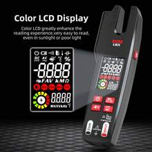 BSIDE开口钳形数字万用表直流交流电流钳形表10000计数智能电流测试仪，带红外测温仪和可充电电池，用于测量VFC电容、二极管欧姆电压