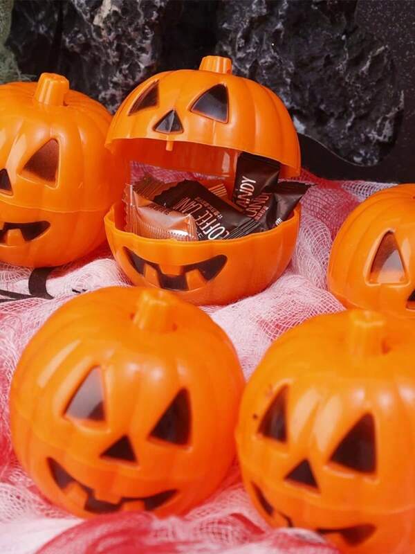 10pcs Halloween Pumpkin Shaped Candy Containers, Pumpkin Candy Storage Boxes, Trick Or Treat Containers, Can Be Opened To Fill With Chocolates, Candies And Small Items, Suitable For Halloween Party Supplies