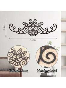 1 pieza Arte de pared metálico con rollo rústico, escultura de hierro floral hecha a mano, decoración de pared vintage grande, adecuado para casa de campo, dormitorio, sala de estar, interior y exterior