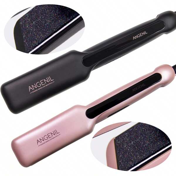 ANGENIL ANGENIL Flat Iron Hair Straightener 1.6" Wide, Portable Dual Voltage Hair Straightener And Curler 2 In 1, Hair Straightening Iron, Tourmaline Ceramic Flat Iron Curling Iron In One, LCD, Fast Heating