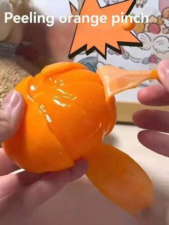 1 件逼真可剥橙子挤压减压球，创意可挤压玩具，抗压力新奇小玩意