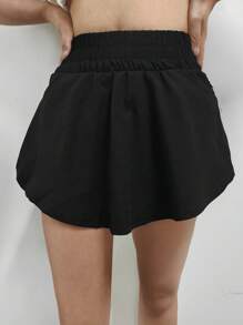 RUNONWHEELS 5 Short athlétique pour femme Taille haute Jupe à volants flottante Superposé pour Entraînement Course Tennis avec Poche Zippée