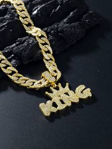 1 pieza Collar brillante de estilo hip hop europeo y americano de moda para hombres, adecuado para fiesta, citas y uso diario - Plateado - Ver 10