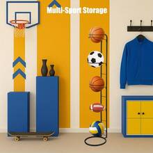 5 Tier Layer Ball Stand Holder For Footballs, Basketballs, Volleyballs, Detachable Ball Storage Rack Metal Ball Organizer Football Holder Stand Basketball Rack Display Stand For Home Gym - Variant - View 3