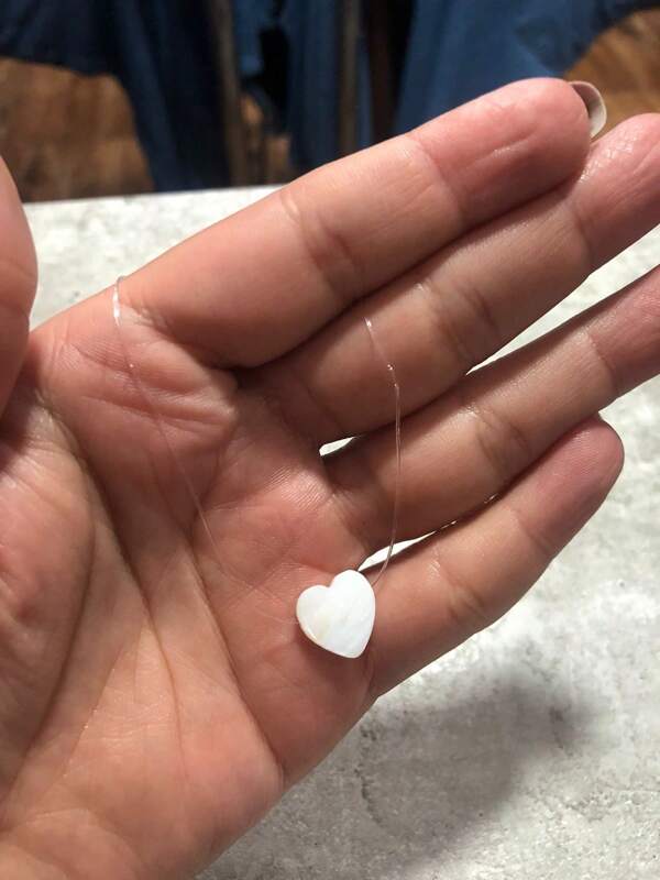 Colar De Nylon Coração madre perola Aço inoxidável