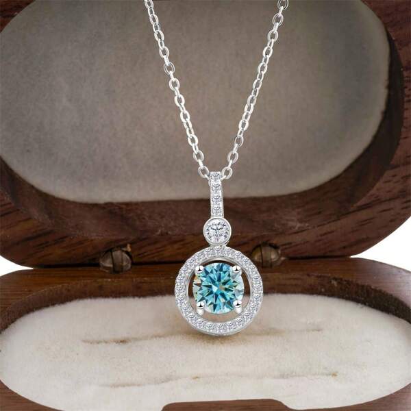 925 Sterling Silver Moissanite Women's Pendant Necklace - D Color Luxury Jewelry | Minimalist Engagement/Wedding Necklace For Daily, Dating, Party Wear | Birthday, Anniversary, Valentine's Day, Thanksgiving, Christmas Gift For Girlfriend & Friends