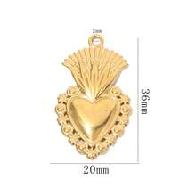 1件 304不锈钢镀18K金极简镂空蕾丝心形吊坠，女士不锈钢吊坠DIY配件 - 彩色 - 查看 25