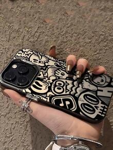 Black Graffiti Phone Case Compatible With  16/16 Plus/16 Pro/16 Pro Max,  15/15 Plus/15 Pro/15 Pro Max,  14/14 Plus/14 Pro/14 Pro Max,  13/13 Pro/13 Pro Max,  12/12 Pro/12 Pro Max,  11/11 Pro/11 Pro Max,  7/8 Plus,  Xr/Xs Max Waterproof Shockproof Anti-Fall Scratch Resistant - Kiểu 1 (1 cái) - Xem 2