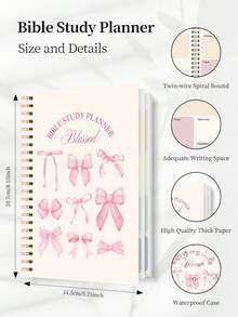 BUBU 每日圣经学习日志笔记本，1本圣经学习计划本，个性化每日晨祷日志，笔记记录，信仰主题礼物，男女皆宜，学校办公用品，教师节礼物，母亲节礼物 - 典雅粉 - 查看 8