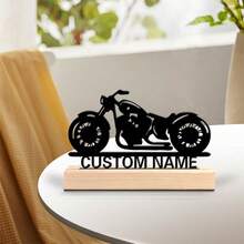 Fashion Personalized Custom Motorcycle Silhouette Custom Biker & Car & Halloween Pumpkin Metal Art With Wooden Base Tabletop Decoration Unique Personalized Gift For Men - Perfect For Home, Office, Cafe Decor - Ideal For Valentine's Day, Christmas, New Year, Thanksgiving Home Decor And Accessories Halloween Decorations Christmas Gifts,Souvenirs,Reusable,Adorable,High-Quality,Elegant Living,Artful Living