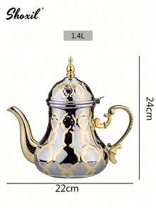 shoxil 1 pièce Cafetière traditionnelle arabe en acier inoxydable de 36 oz, théière à la menthe marocaine, cafetière du Moyen-Orient - Convient pour le café/thé/célébration/fête/cadeau/maison du Moyen-Orient - Cafetière - Voir 12