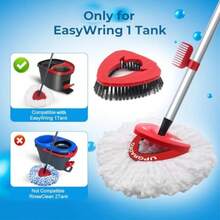 Spin Mop Replace Head Compatible With Ocedar EasyWring 1 Tank Upd Scrub Brush Mop Replacement Head 2 Microfiber Mop Refills 1 Mop Handle 1 Mop Base And 1 Mop Base Cleaning Brush Combo Set - như hình ảnh - Xem 2