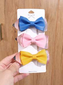 2/6PCS Back To School Hair Bow For Girls ,Pencil Shape Bow Hair Clips For First Day Of School ,Cute Hairpin Hair Accessories For School Supply,Teather'day Gifts(Pink,Yellow,Blue) - Multicolor - View 5