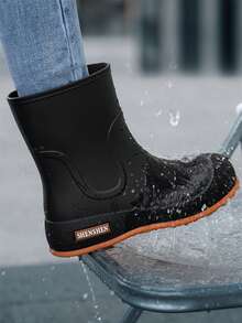 Women's Anti-Slip Shoes, Fashionable Mid-Calf Rain Boots, Comfortable Flat Boots