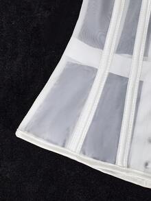 1ชิ้น เสื้อครอปสายเดี่ยวตาข่ายโปร่ง, เสื้อเกาะอกซาตินเซ็กซี่เปิดหลังผูกเชือก, เหมาะสำหรับผู้หญิงใส่เที่ยว/ปาร์ตี้ฮาโลวีน - สีขาว - ดู 6