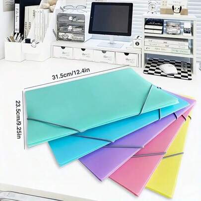 8/6/4/2/1 Pc A4 Office Project Binder With Elastic Closure - Large Capacity, Elastic Cord File Bag, Drawstring Document Pouch, Semi-Transparent Frosted Cover, Business Negotiation Folder, Office Material ManaSynthetic Gemstoneent, School Document Storage,For School Supplies,Back To School