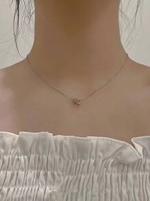 Collar de doble círculo de plata de ley 925, chapado en oro con piedras de circonita, colgante entrelazado, de lujo y ligero, adecuado como regalo para la novia, para uso diario