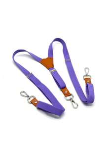 1pc Men's Retro Suspenders With 3 Hooks, Pants Trouser Casual PU Leather Suspenders, Fashion And Adjustable For Halloween