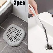 2/1 件柔性水槽和排水管清洁刷，下水道疏通毛发去除器，手动管道疏通器，适用于厕所、浴室、厨房 - 无需电力