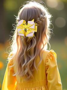 2pcs Yellow Bee Hair Clips, Flower Bow Hair Clips, Cute Fabric Hair Clips For Teens And Girls - Yellow - View 10