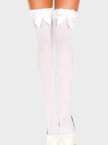 Bowknot Design Simple Knee-High Socks, Y2K