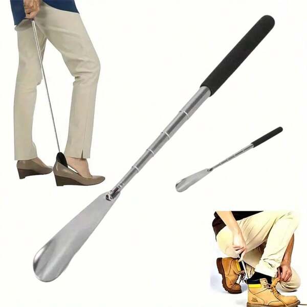 1PC Retractable Stainless Steel Elderly Shoe Puller, Shoe Assistant, Suitable For Both Men And Women,Durable Shoe Accessory Lifter Shoes