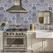 1 Roll 40cm X 600cm/15.74" X 236.22" Blue Waterproof And Oil-Proof Kitchen Self-Adhesive Wallpaper Film For Drawer, Countertop, Worktop, Stove Surface Protection And Renovation