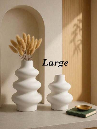 1pc Moderne Wit Wave Resin Vase, Multi Minimalist Dried Flowers, Makeup Brush Storage Or Entryway Accent, Sculptural Aesthetic Home, Idea Qixi, Back To School Fall Refresh Home Room Flower Vase Glass