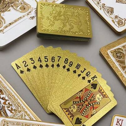 1 Set Luxury PVC Gold & Silver Dragon Plastic Playing Cards - 54 Matte PVC Cards With Durable Storage Box, Elegant Chinese Dragon Design, Thick & Durable Plastic Deck, Perfect Gift For New Year, Valentine's Day, Christmas, Halloween, Thanksgiving, Oktoberfest Parties And Game Nights, Waterproof Mini Card Set, Ideal For Family Gatherings