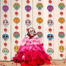 Bunte Papier Totenkopf Bänder, mexikanische Tag der Toten Party Deko Anhänger, Tag der Toten Deko Totenkopf Anhänger, mexikanische Maifest Party Dekorationen, mexikanische Karneval Party Bänder, Halloween Party Atmosphäre Dekorationen, Heim Dekor Ornamente, geeignet für Horror-Themenpartys, Spukhäuser und Tag der Toten Feiern, Halloween Requisiten, Geister Veranstaltung Dekorationen, Themen Fest Dekorationen, keine Stromversorgung erforderlich