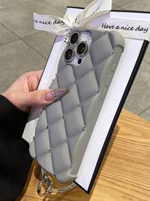 Apple Luxury Glitter Quilted With Shiny Strap Phone Case Compatible With IPhone 15 Pro Max 13 14 12 11 16