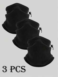 Musion 1pc Multifunctional Fleece Neck Warmer, Windproof And Breathable Face Mask, Suitable For Winter Skiing, Fishing, Hiking, Cycling - Black - View 11