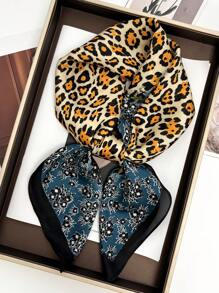 1 pieza Nuevo elegante pañuelo retro de los años 70 de estilo floral de seda sintética, versátil para que las mujeres lo usen como pañuelo de cuello, diadema, pañuelo para bolso, pañuelo de cintura, adecuado para salir
