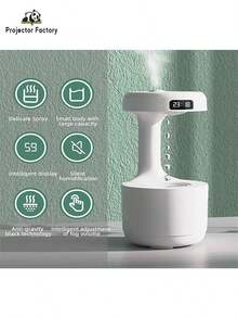 LIPETY 800ML Anti-Gravity Water Humidifier,Air Purifier, Drop Humidifier 2 Mode 4H Power Off Protection Suspended Water Drop Ultrasonic Cold Fog Machine Holiday Humidifiers For Bedroom (White) - White - View 3