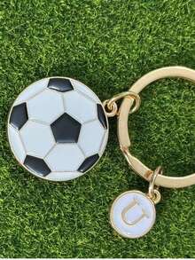 1 个足球形钥匙扣，合金材质，油滴效果，初始设计，是送给朋友、男朋友、篮球俱乐部活动、体育活动、情人节、汽车配件、包包挂件、学校用品的理想礼物