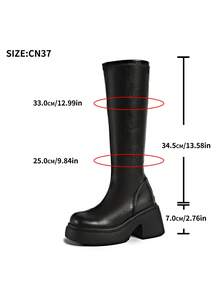 新款厚底粗腿高筒靴，带松紧带，不掉落靴口，秋冬款，女靴