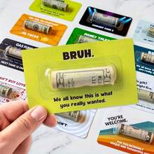 3pcs Cash Gift Set For Teenage Boys, Includes Bruh Money Card, Teen Wallet, Great For Birthday, Holiday, Christmas Gift - Green - View 1
