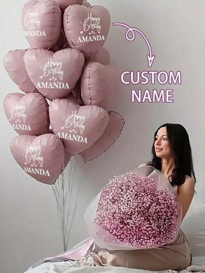 1pc 2025 Personalized Shaped Balloons, 18-Inch Personalized Pink Heart-Shaped Aluminum Foil Balloons, Suitable For Wedding, Valentine's Day, Proposal, Anniversary, Graduation Season And Birthday, Anniversary Celebration, Fashion Party, Bachelorette Party, Independence Day Celebration And Summer Party Decoration, Photo Booth Decoration, Atmosphere Decoration, Welcome Sign