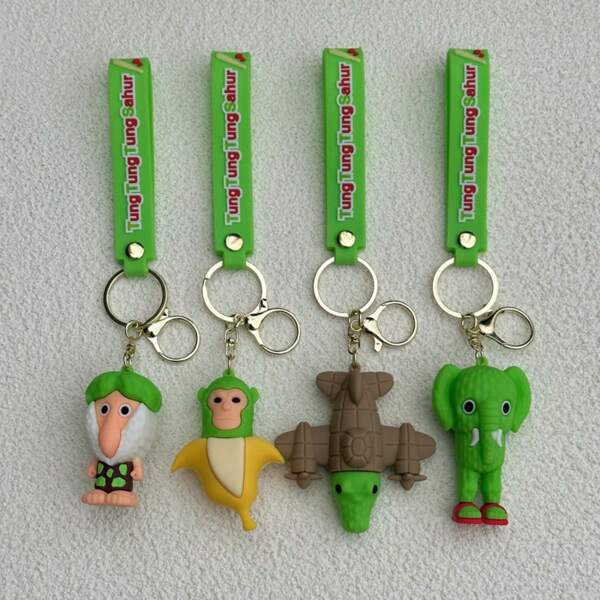 Beliebter Cartoon Shanhaijing PVC Schlüsselanhänger Anhänger, abstraktes witziges Holzstäbchen-Figur Großfuß Affe Affe Puppe Taschenbaumler Schlüsselring