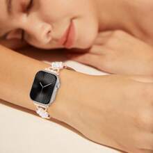 Luxuriöser Lederband-Kompatibel mit Apple Watch Band, dünnes Frauen Armband kompatibel mit Bändern Serie 10/9/8/7/6 5/4/3/SE/2. Generation/Ultra/2 46mm 49mm 45mm 44mm 42mm 40mm 41mm 38mm Armband Smartwatch Zubehör