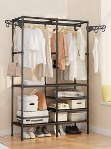 1 件多功能落地衣柜、衣帽架、搁架、鞋架，坚固、时尚、易于组装和拆卸、便携，适用于卧室、客厅、办公室、书房、节日礼物、圣诞礼物、儿童礼物