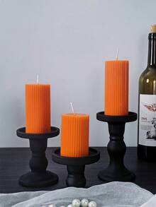 5cm*17.5cm Beige Gear Cylinder Candle, Aroma Decorative Candle For Ambiance, Wedding, Party, Ramadan, Daily Life, Christmas Home Decor, Suitable As Birthday Gift For Women/Men, Premium Niche Gift - Orange - View 3