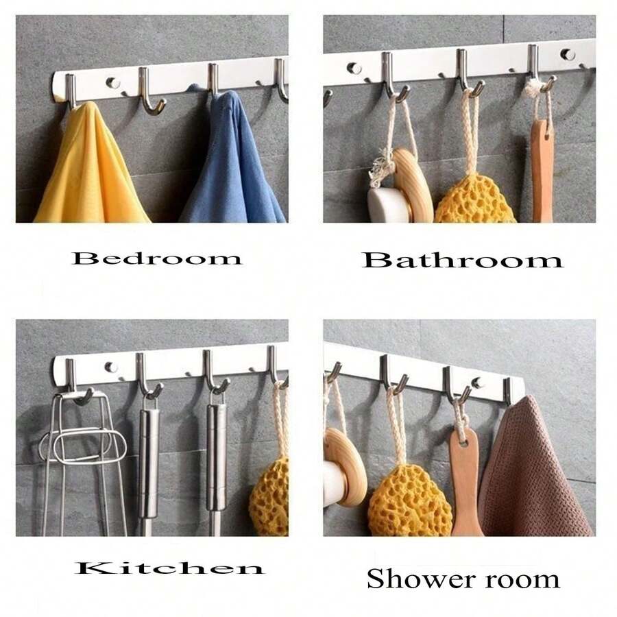 1pc Stainless Steel Continuous Hook - Heavy Duty Wall Mounted Multi-Function Organizer For Kitchen And Bathroom, Modern Design, Easy Installation, Space-Saving Storage Solution, Minimalist Hooks, Durable Structure, Wall Hooks, Home Organization Tool, Practical Hanger