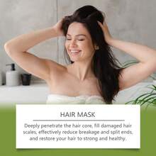 7合1滋养发膜，250克，蕴含迷迭香、蓖麻油、巴巴苏油、南瓜籽油、薄荷油、生物素和角蛋白油，高度保湿，修复受损发质，令秀发柔软亮泽（2种配方） - 白色 - 查看 4