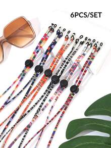 5pcs Bohemian  Color Block Splicing Eyewear Rope,Anti Slip Sunglasses Reading Glasses Lanyard Strap,Colored Eyeglass Chains Glasses Accessories For Women - Multicolor - View 21