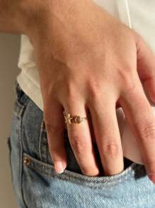 Gold Shell Ring Beach Themed Adjustable Rings; Ocean Inspired Jewelry; Starfish & Seashell Rings; Boho Summer Gift For Women